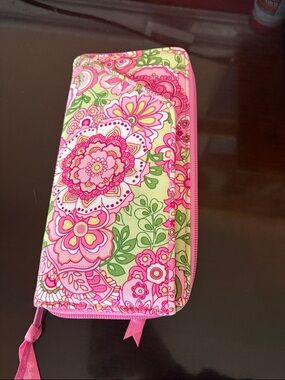 Vera Bradley Pink & Green Leopard-Print Zip Organizer Never used